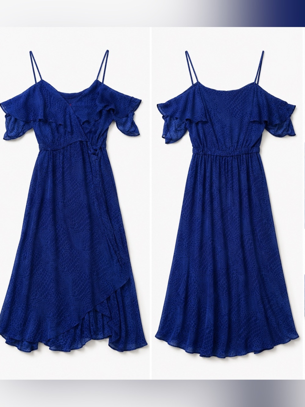 Jennifer Lopez Royal Blue Off-Shoulder Maxi Dress with Spaghetti Straps